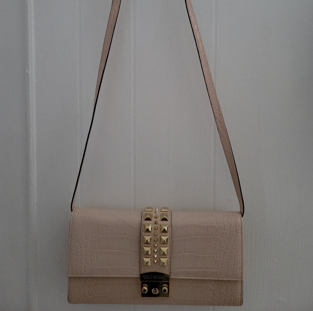 Mario Valentino Envelope Croc Rose Crossbody